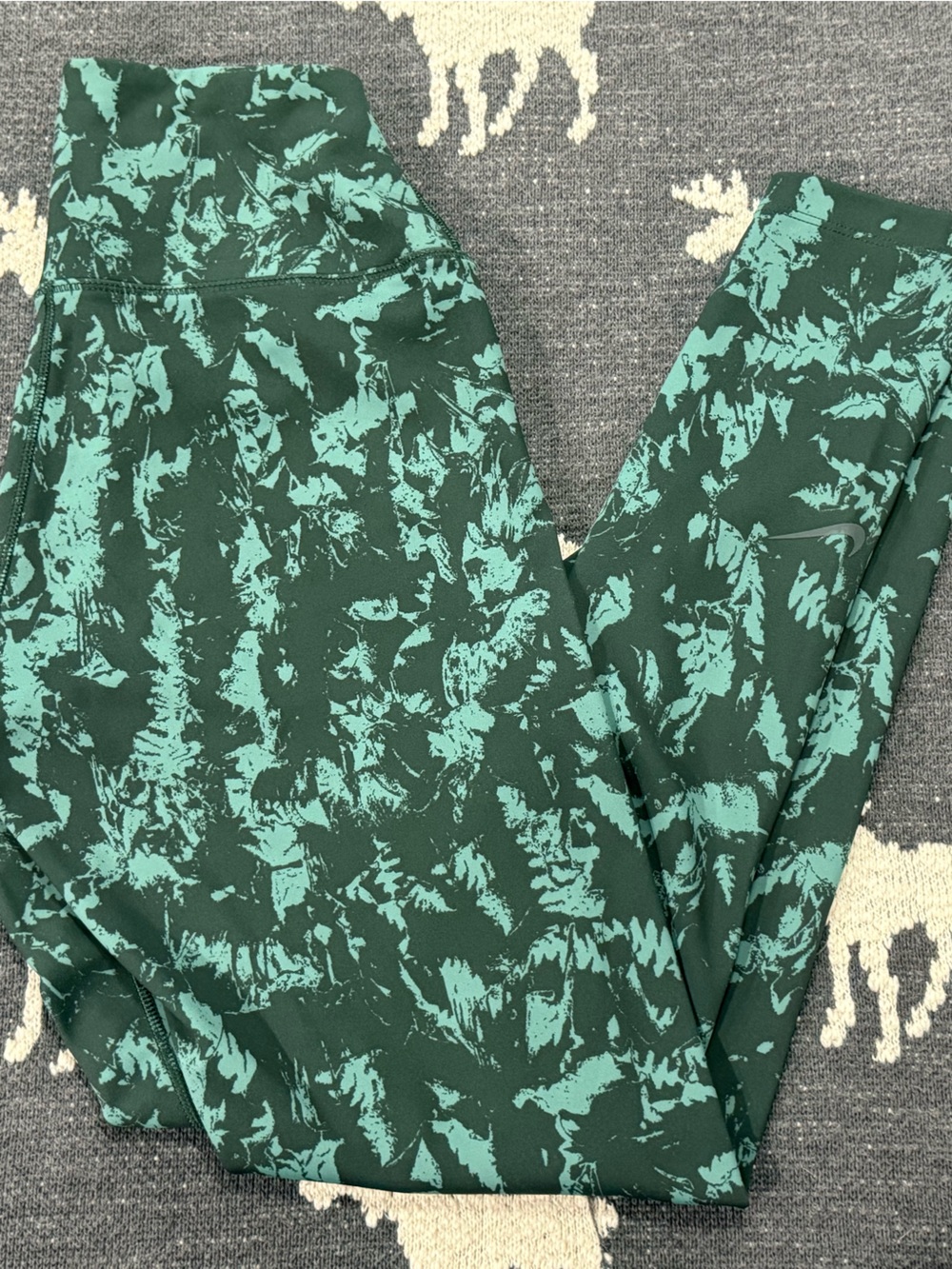 Nike One Black and Teal Marble-Print Pullover